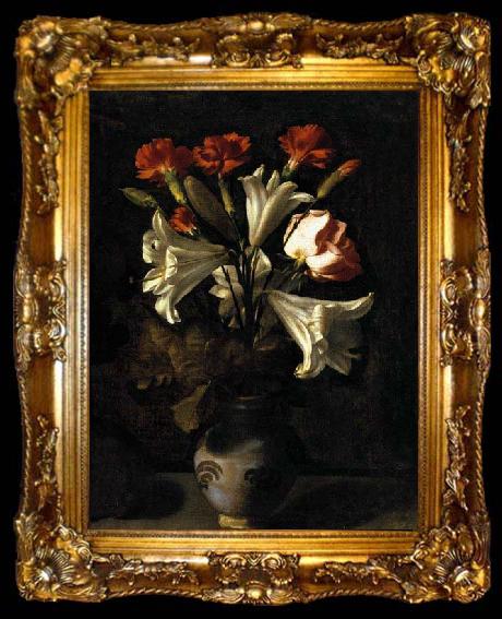 framed  Juan de Flandes Vase of Flowers, ta009-2